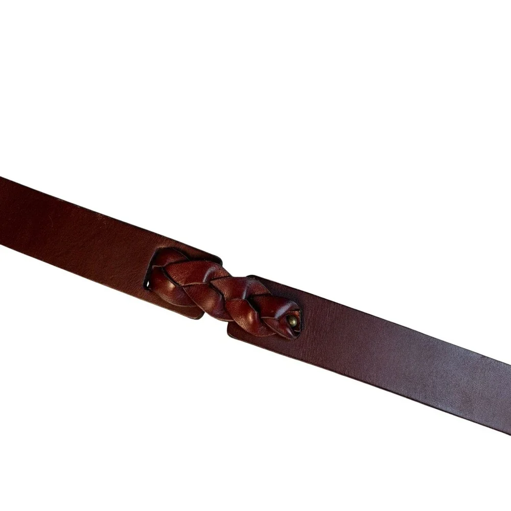 Lucky Brand Women's Boho Cowgirls Brown Braided Leather Belt  Size M  Western
